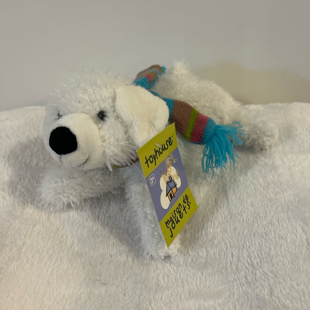 Pink ribbon Hophouse White Plush Polar Bear with Scarf
